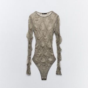 Zara Dark Cream coloured lace body suit